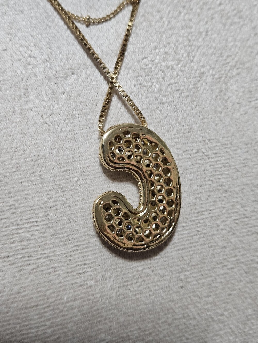 Gold Crystal Initial C Necklace Layering - Picture 4 of 6